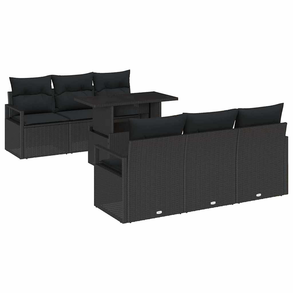 Zestaw Sof na Ogród z przechowywaniem 7 pcs Czarny Polirattan Lumarko!