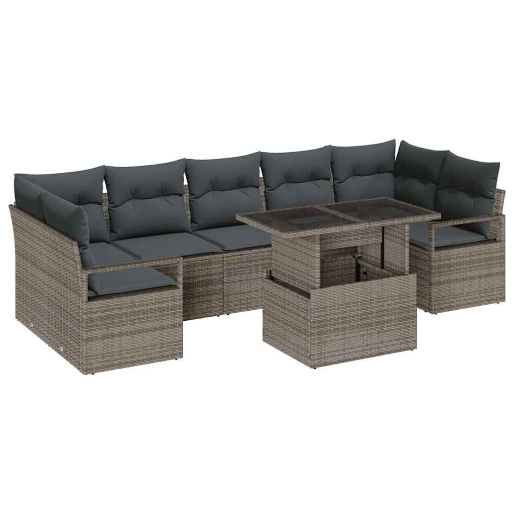 Zestaw Sof na Ogród z przechowywaniem 8 pcs Szary Polirattan Lumarko!