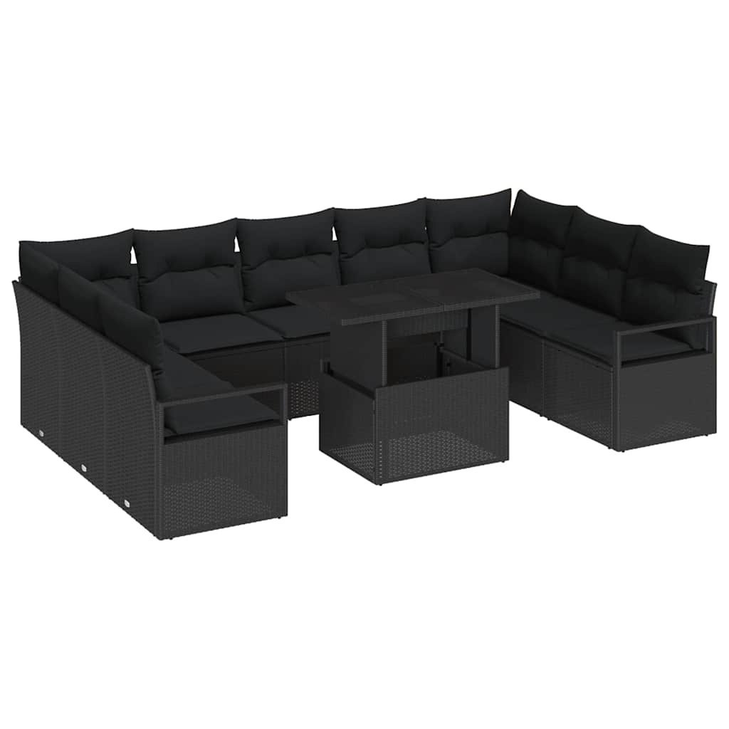 Zestaw Sof na Ogród z przechowywaniem 10 pcs Czarny Polirattan Lumarko!