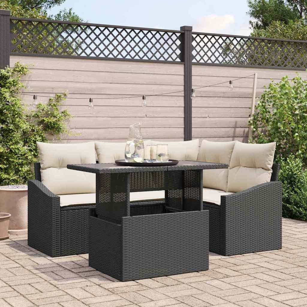 Zestaw Sof na Ogród 5 pcs Czarny, Kremowy 100 x 55 x 73 cm Lumarko!