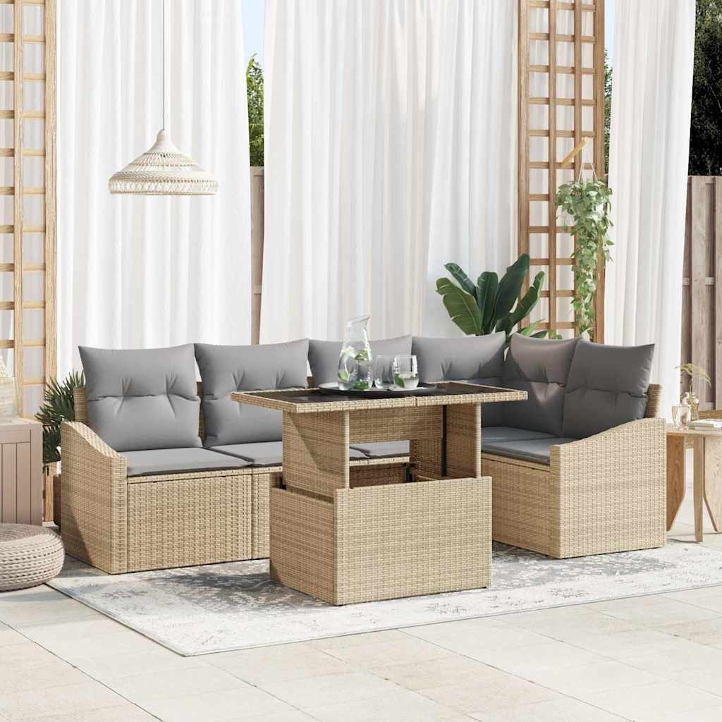 Zestaw Sof na Ogród 6 pcs Beżowy, jasnoszary 100 x 55 x 73 cm Lumarko!