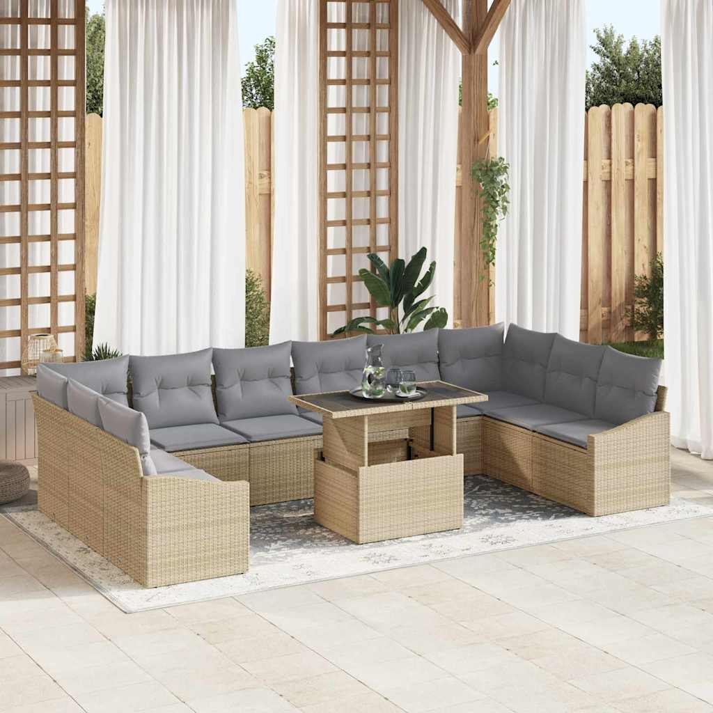 Zestaw Sof na Ogród 11 pcs Beżowy, jasnoszary 100 x 55 x 73 cm Lumarko!