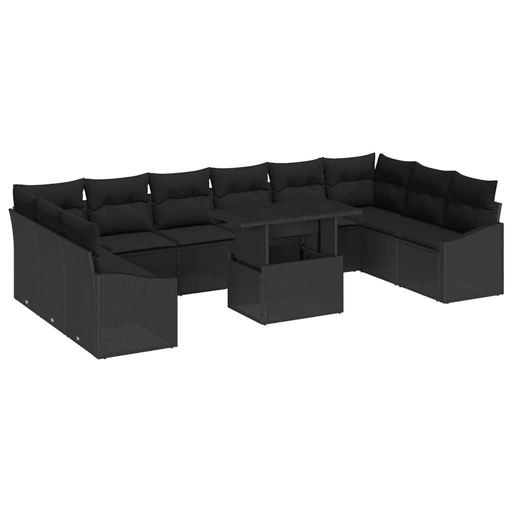 Zestaw Sof na Ogród z poduszką 11 pcs Czarny 100 x 55 x 73 cm Lumarko!