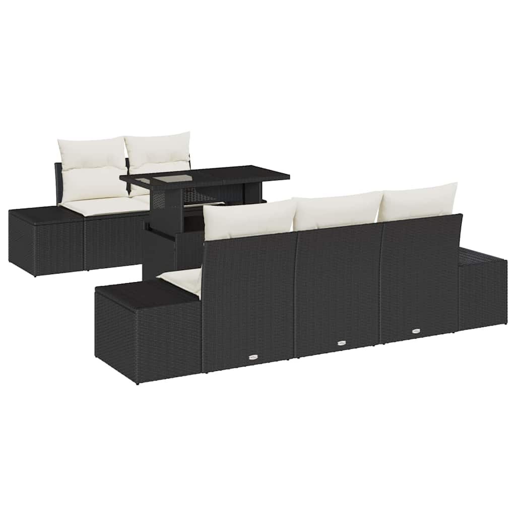 Zestaw Sof na Ogród 6 pcs Czarny, Kremowy 100 x 55 x 73 cm Lumarko!
