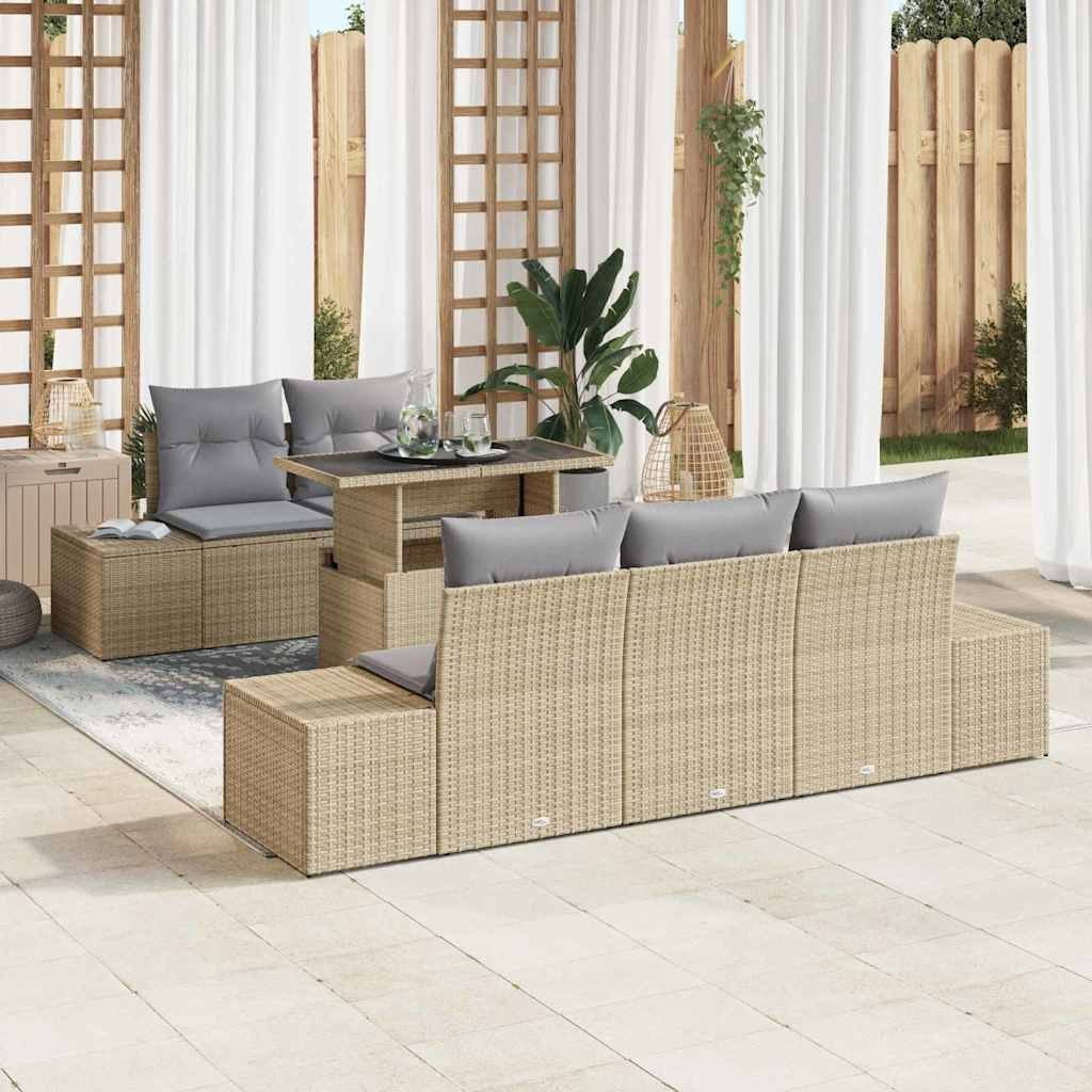Zestaw Sof na Ogród 6 pcs Beżowy, jasnoszary 100 x 55 x 73 cm Lumarko!