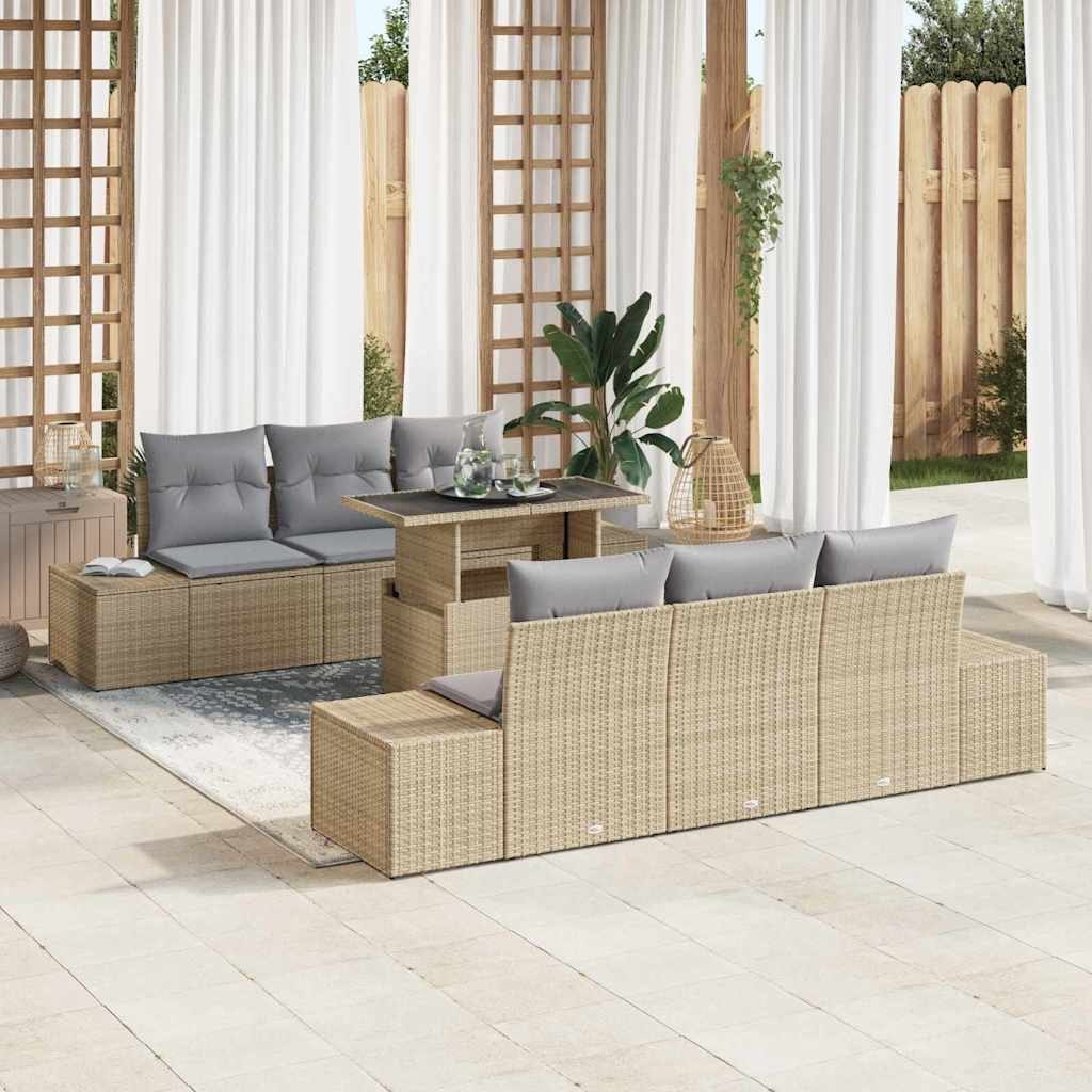 Zestaw Sof na Ogród 7 pcs Beżowy, jasnoszary 100 x 55 x 73 cm Lumarko!