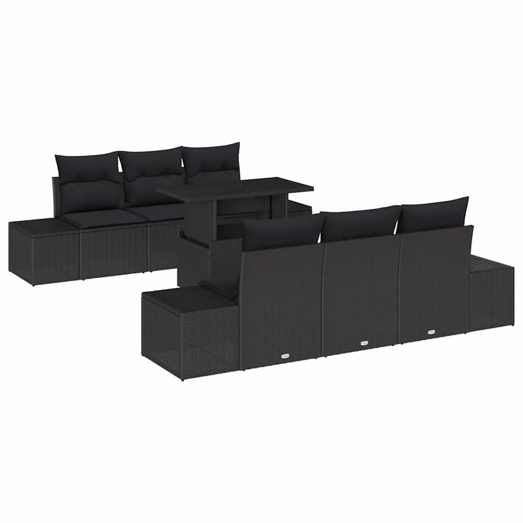 Zestaw Sof na Ogród z poduszką 7 pcs Czarny 100 x 55 x 73 cm Lumarko!