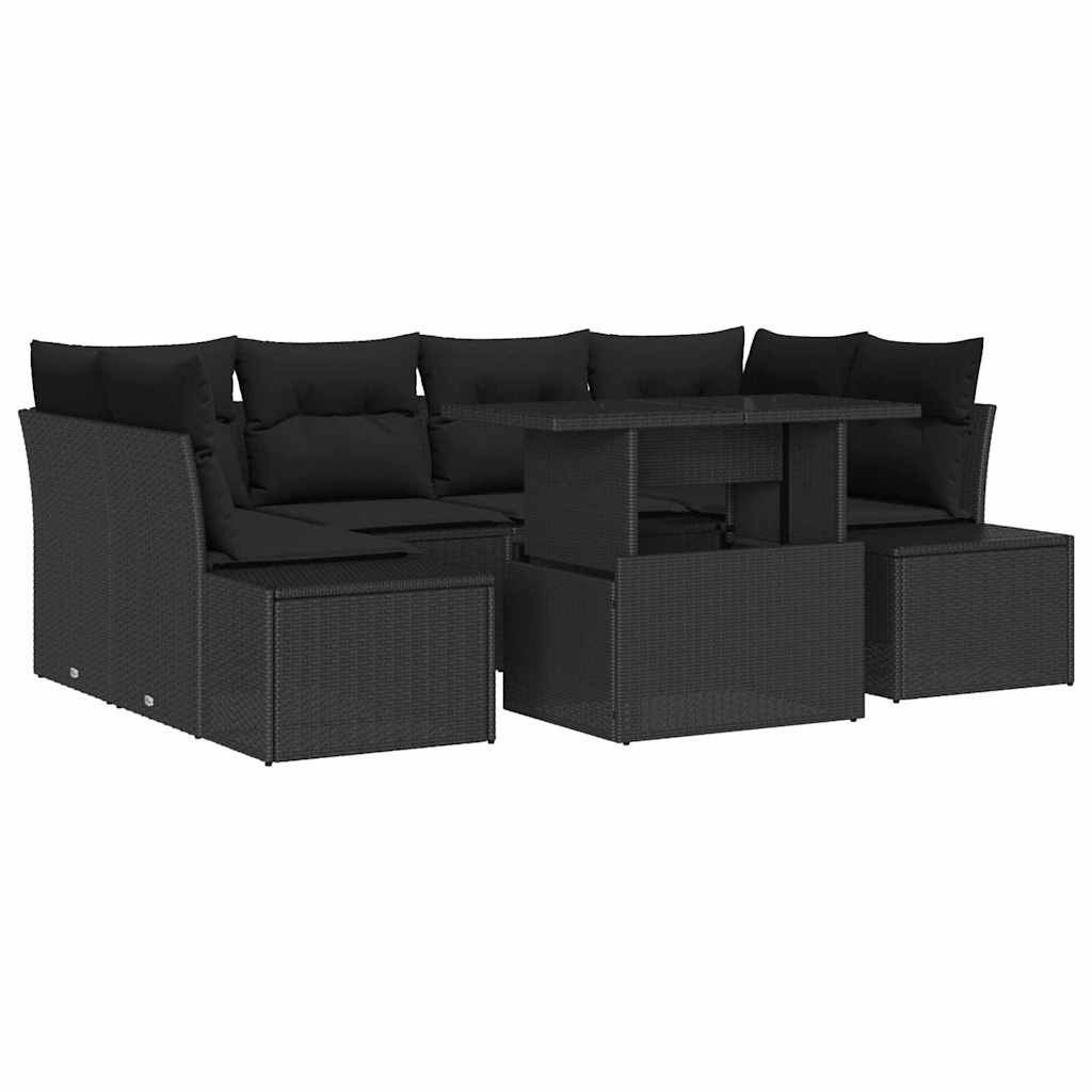 Zestaw Sof na Ogród z poduszką 7 pcs Czarny 100 x 55 x 73 cm Lumarko!