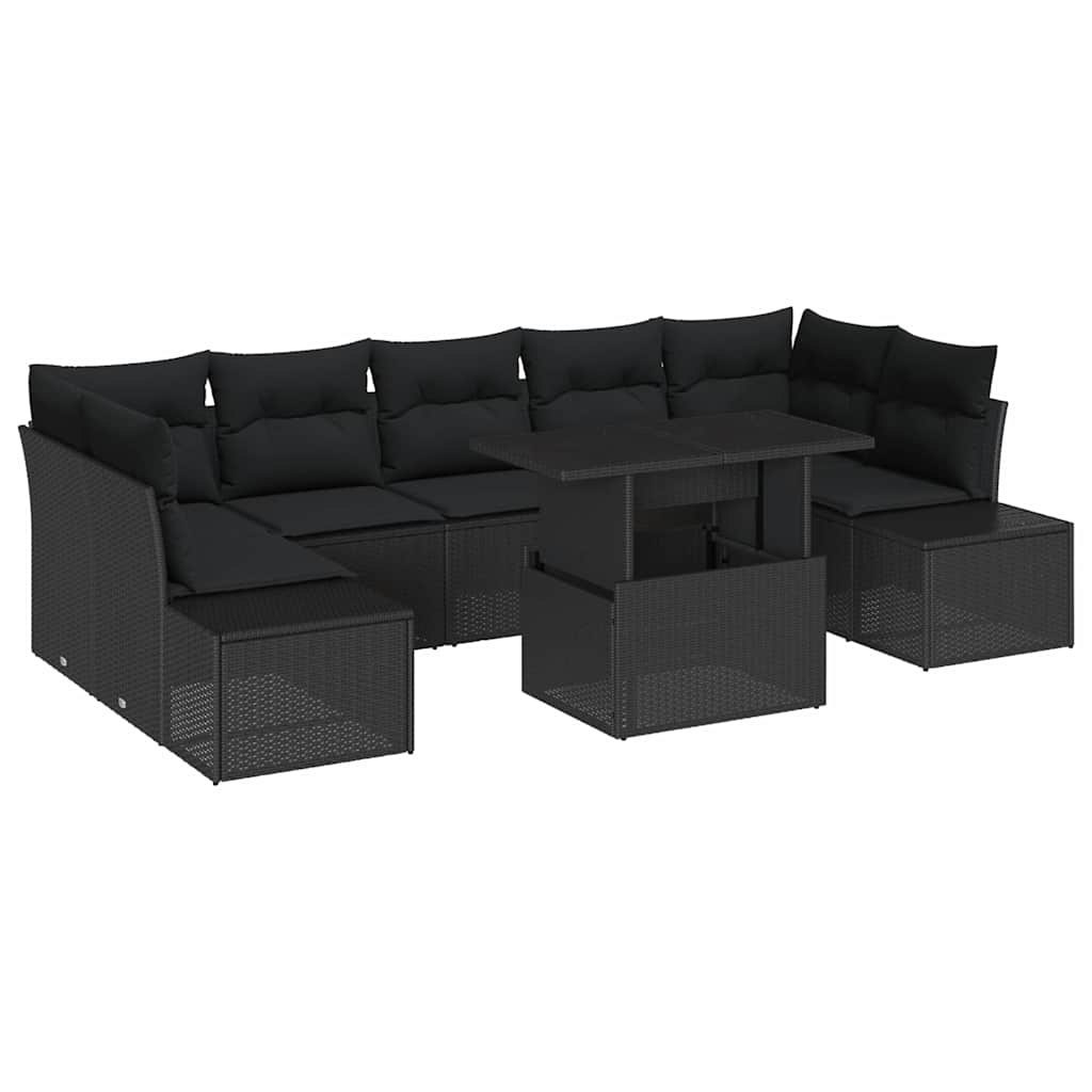 Zestaw Sof na Ogród z poduszką 8 pcs Czarny 100 x 55 x 73 cm Lumarko!