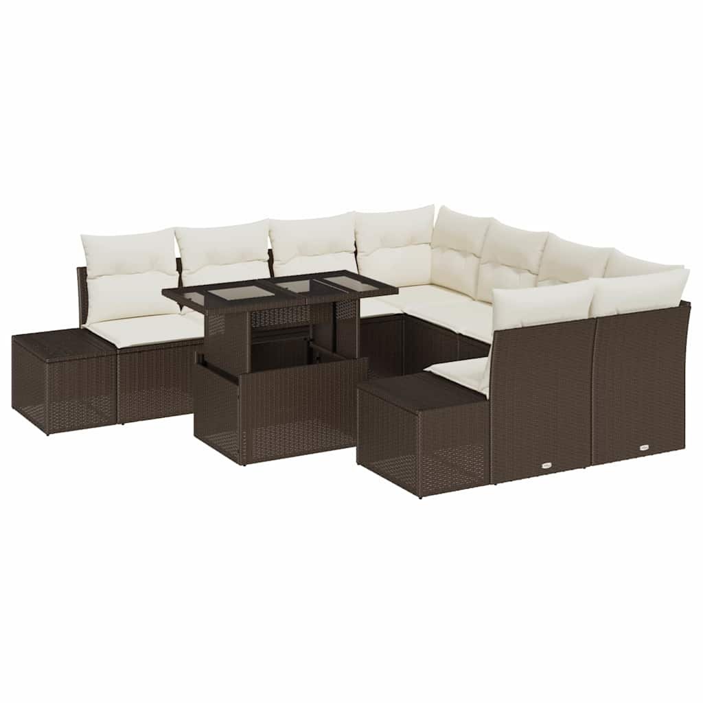 Zestaw Sof na Ogród 9 pcs Brązowy, kremowy 100 x 55 x 73 cm Lumarko!