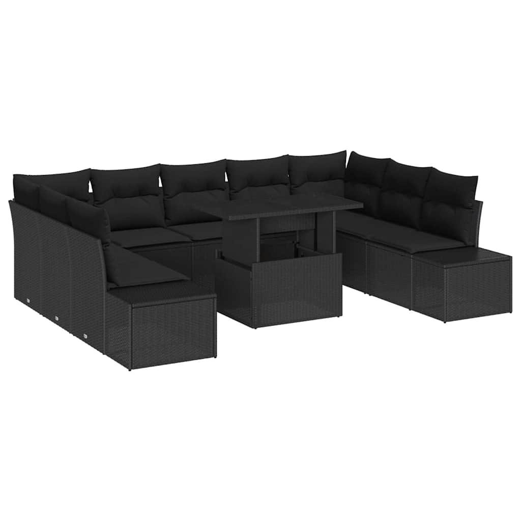 Zestaw Sof na Ogród z przechowywaniem 10 pcs Czarny Polirattan Lumarko!