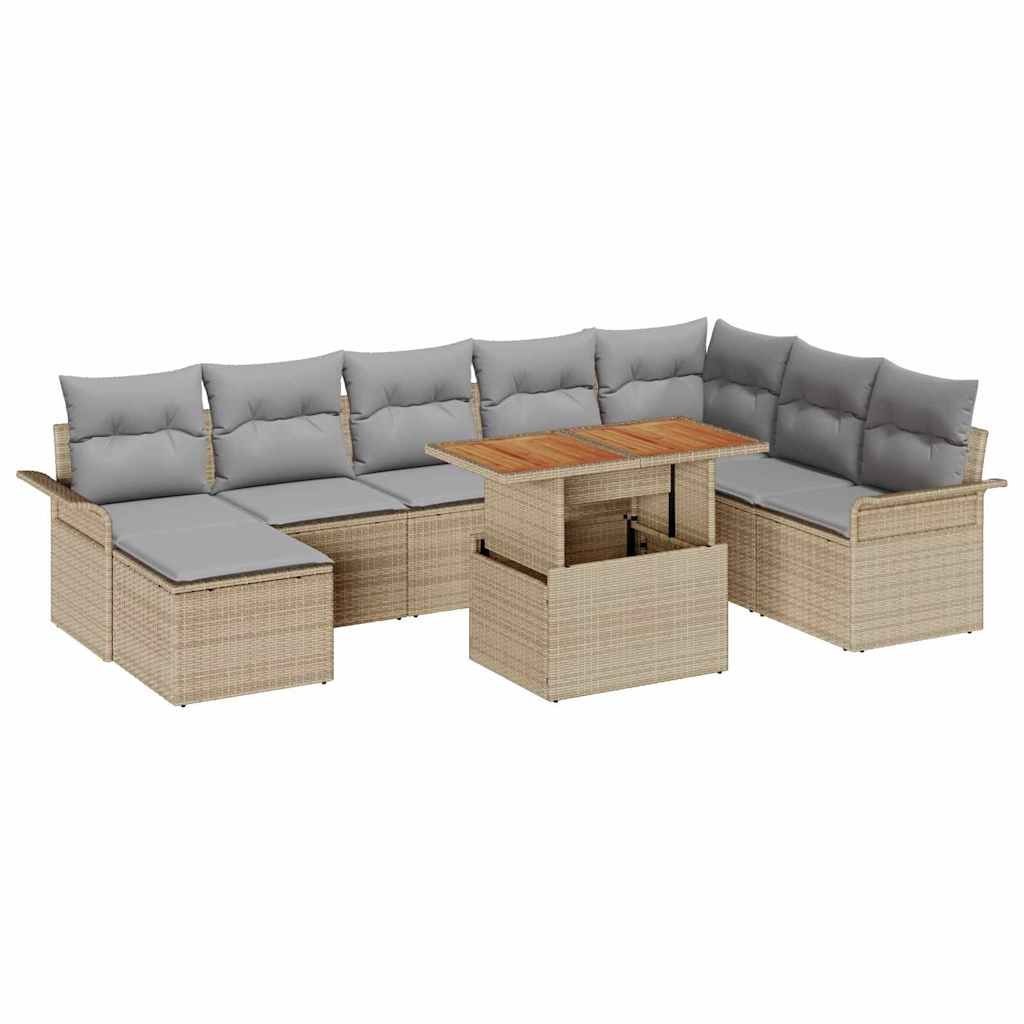 Zestaw Sof na Ogród z przechowywaniem 9 pcs Beżowy Polirattan Lumarko!