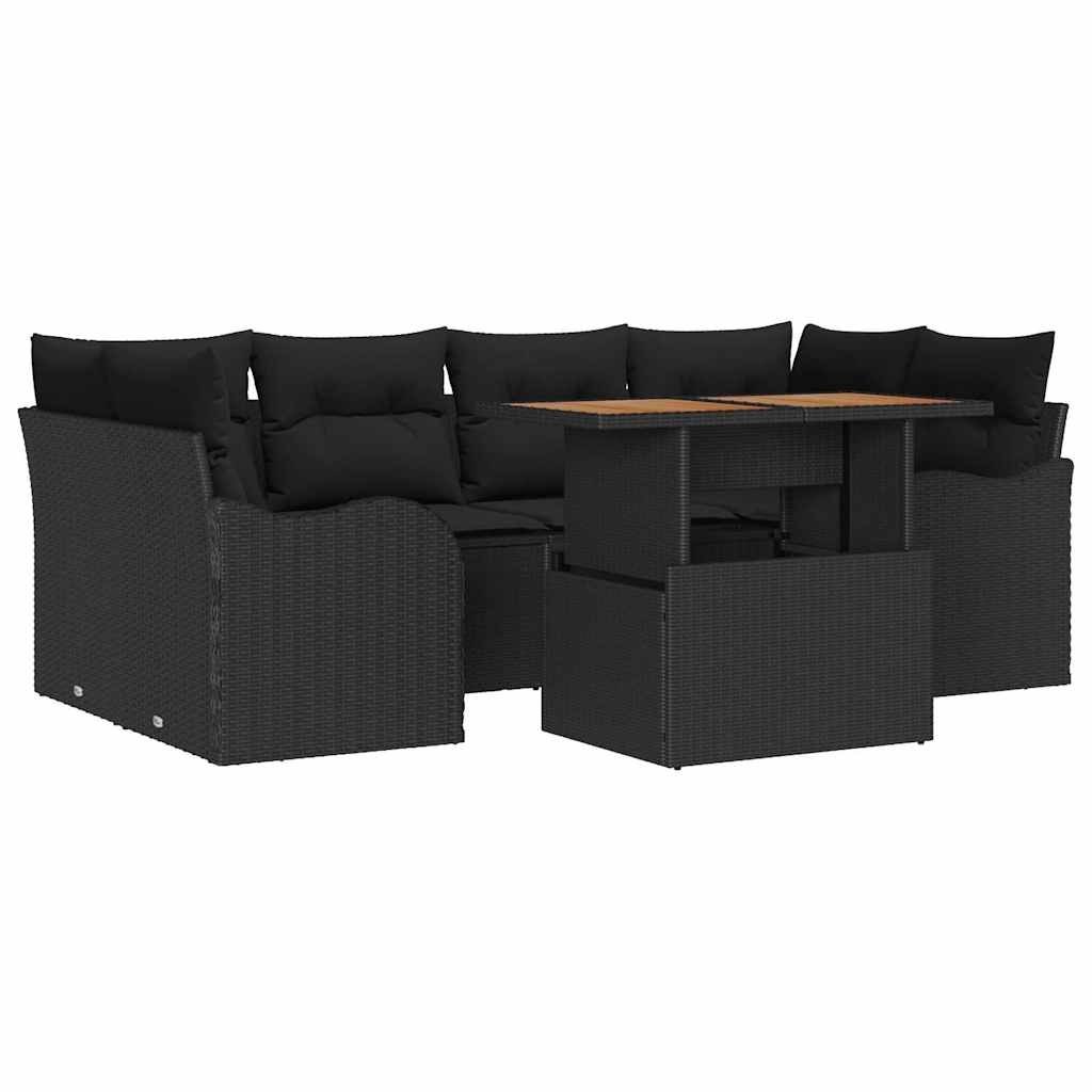 Zestaw Sof na Ogród z przechowywaniem 7 pcs Czarny Polirattan Lumarko!