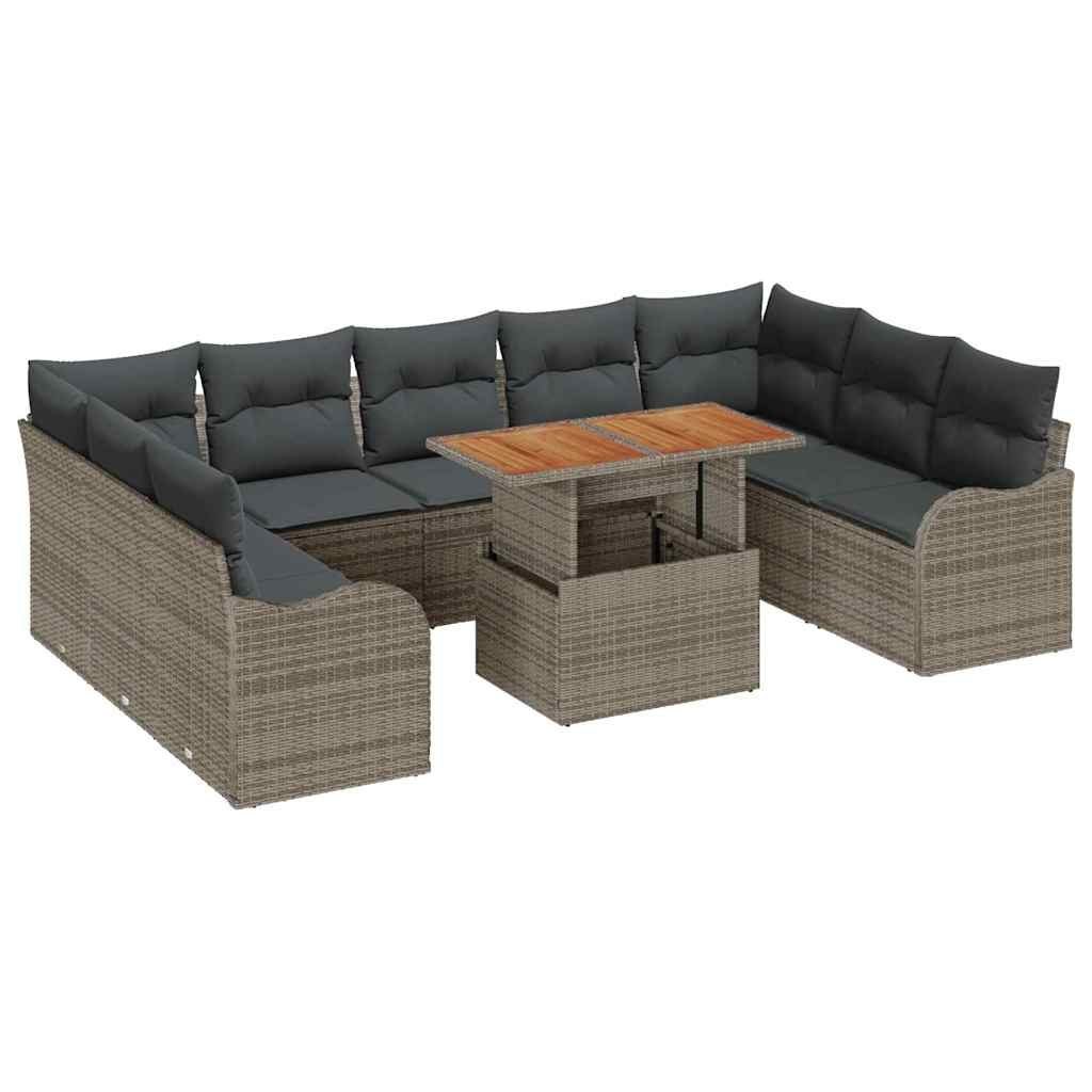 Zestaw Sof na Ogród z przechowywaniem 10 pcs Szary Polirattan Lumarko!