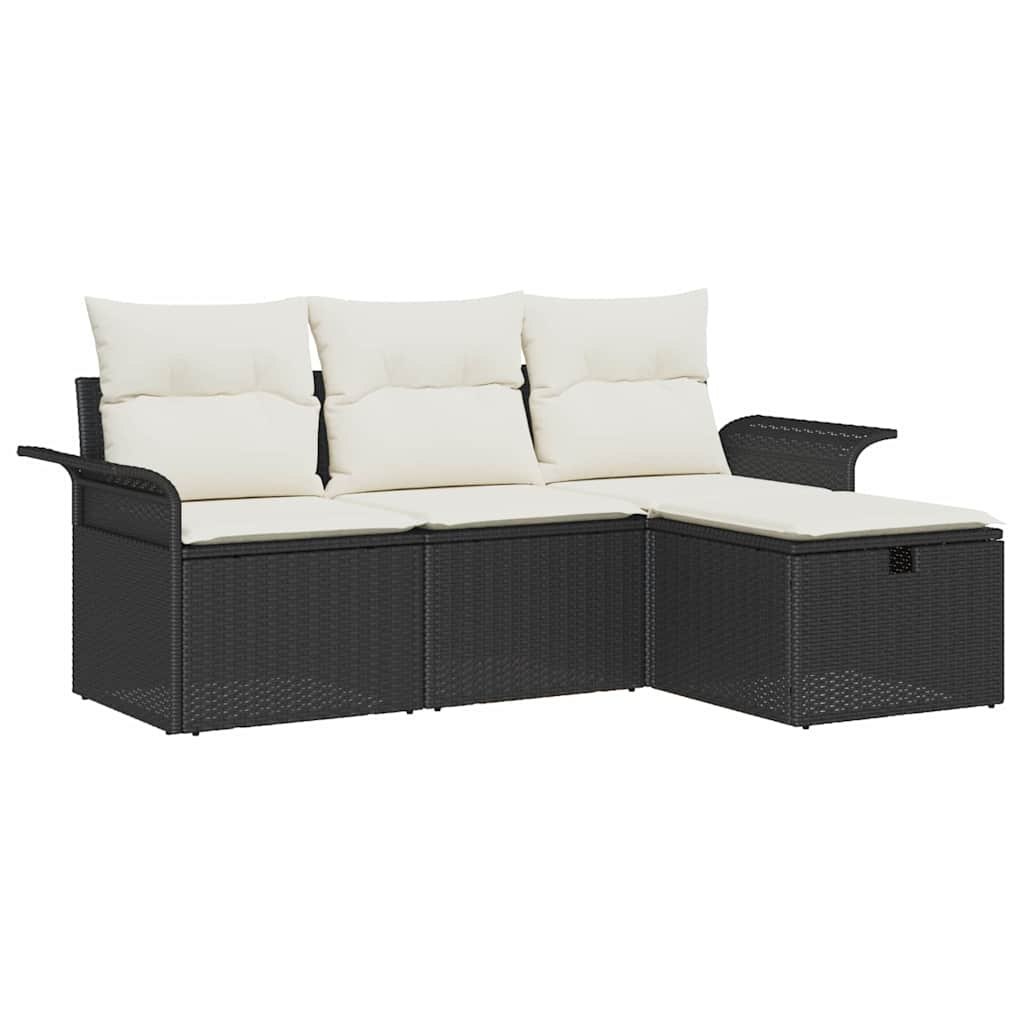 Zestaw Sof na Ogród 4 pcs Czarny i kremowy 196 x 117 x 85 cm Lumarko!