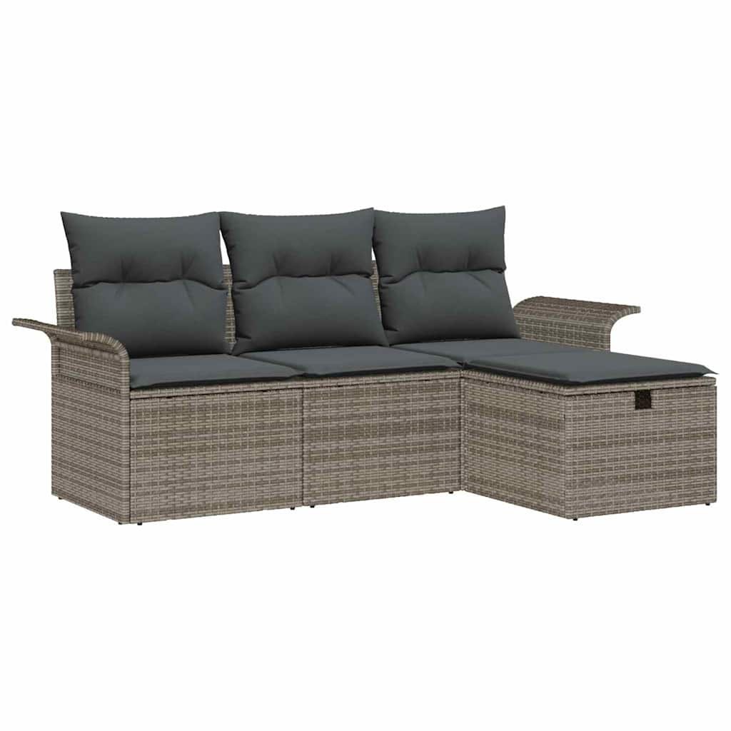 Zestaw Sof na Ogród 4 pcs Szary 196 x 117 x 85 cm Polirattan Lumarko!