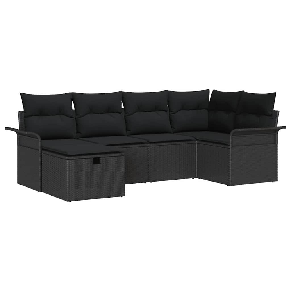 Zestaw Sof na Ogród 6 pcs Czarny 242.5 x 132.5 x 85 cm Lumarko!