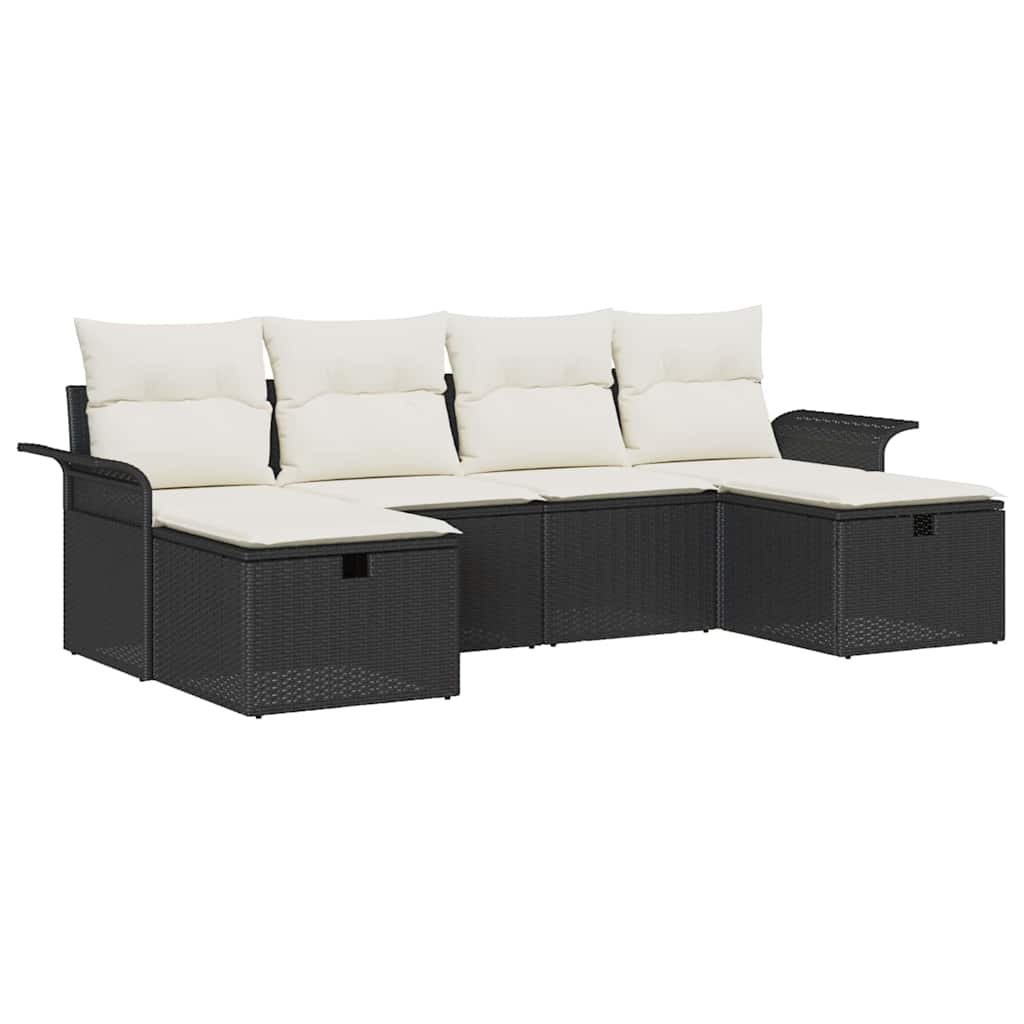 Zestaw Sof na Ogród 6 pcs Czarny i kremowy 251 x 117 x 85 cm Lumarko!