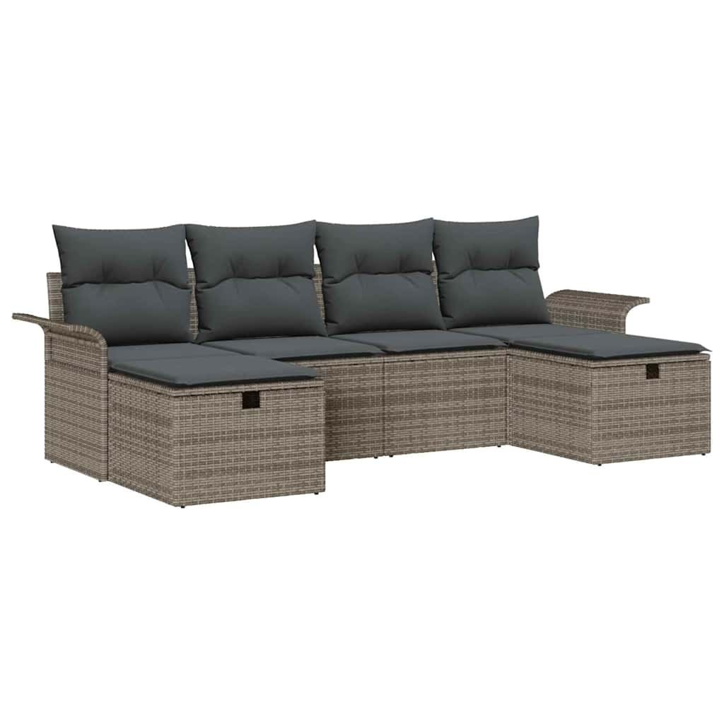 Zestaw Sof na Ogród 6 pcs Szary 251 x 117 x 85 cm Polirattan Lumarko!