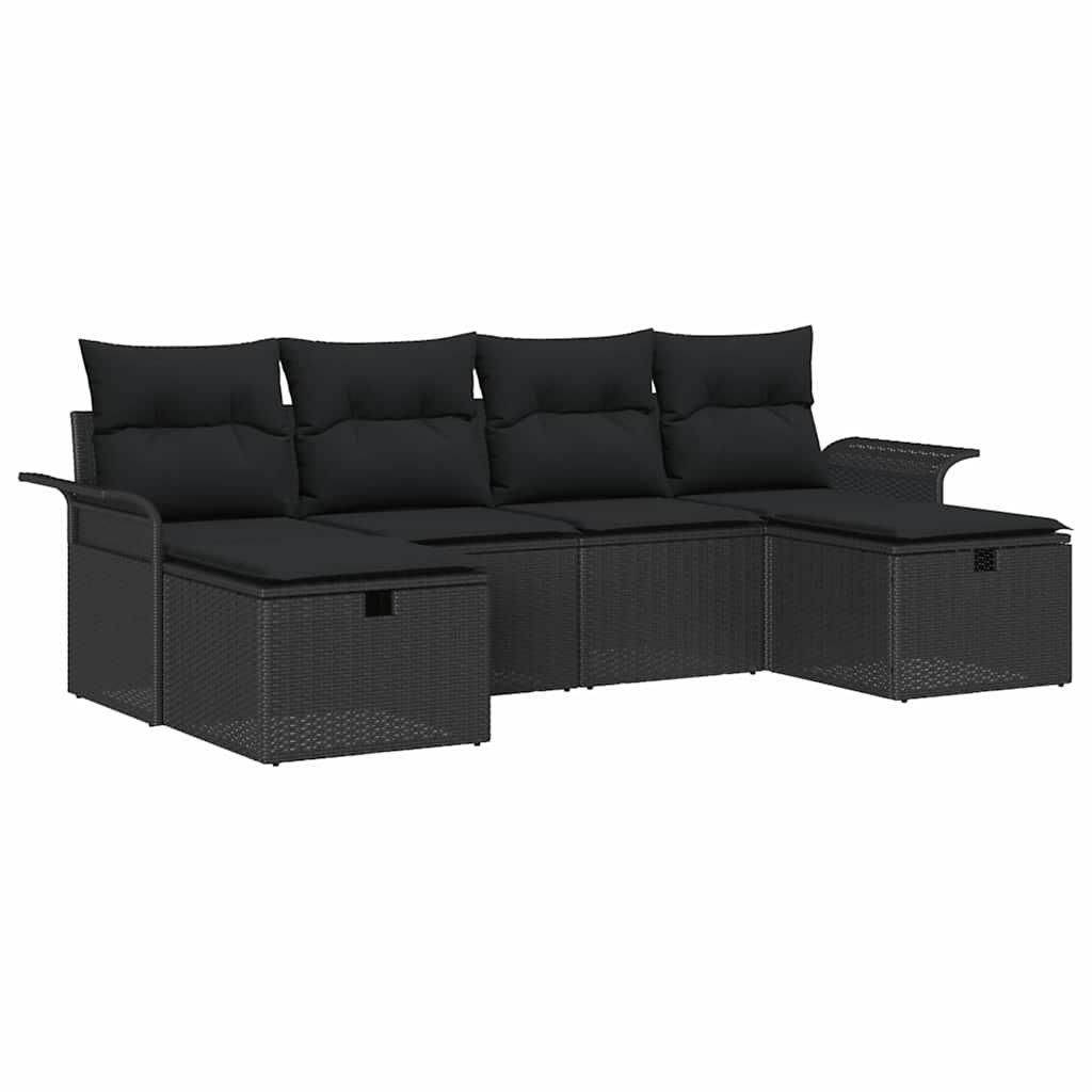 Zestaw Sof na Ogród 6 pcs Czarny 251 x 117 x 85 cm Polirattan Lumarko!