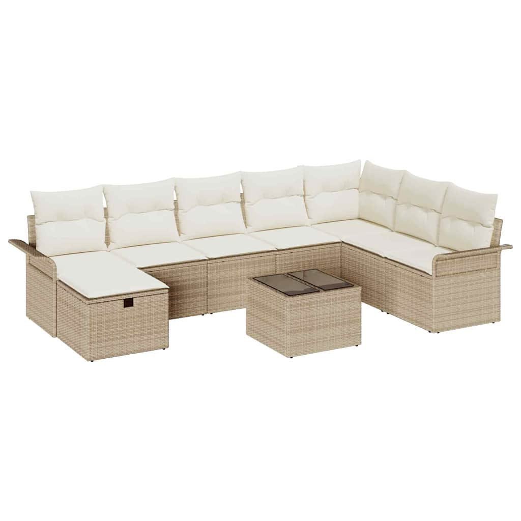 Zestaw Sof na Ogród 9 pcs beżowo-kremowy 297,5 x 187,5 x 85 cm Lumarko!