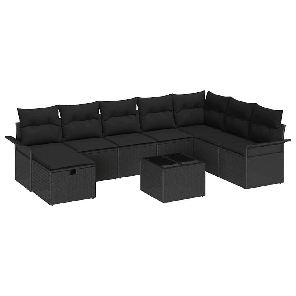 Zestaw Sof na Ogród 9 pcs Czarny 297,5 x 187,5 x 85 cm Lumarko!