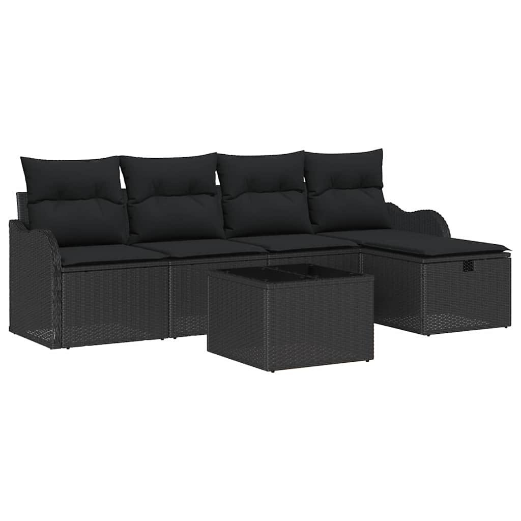 Zestaw Sof na Ogród 6 pcs Czarny 231 x 117 x 85 cm Polirattan Lumarko!