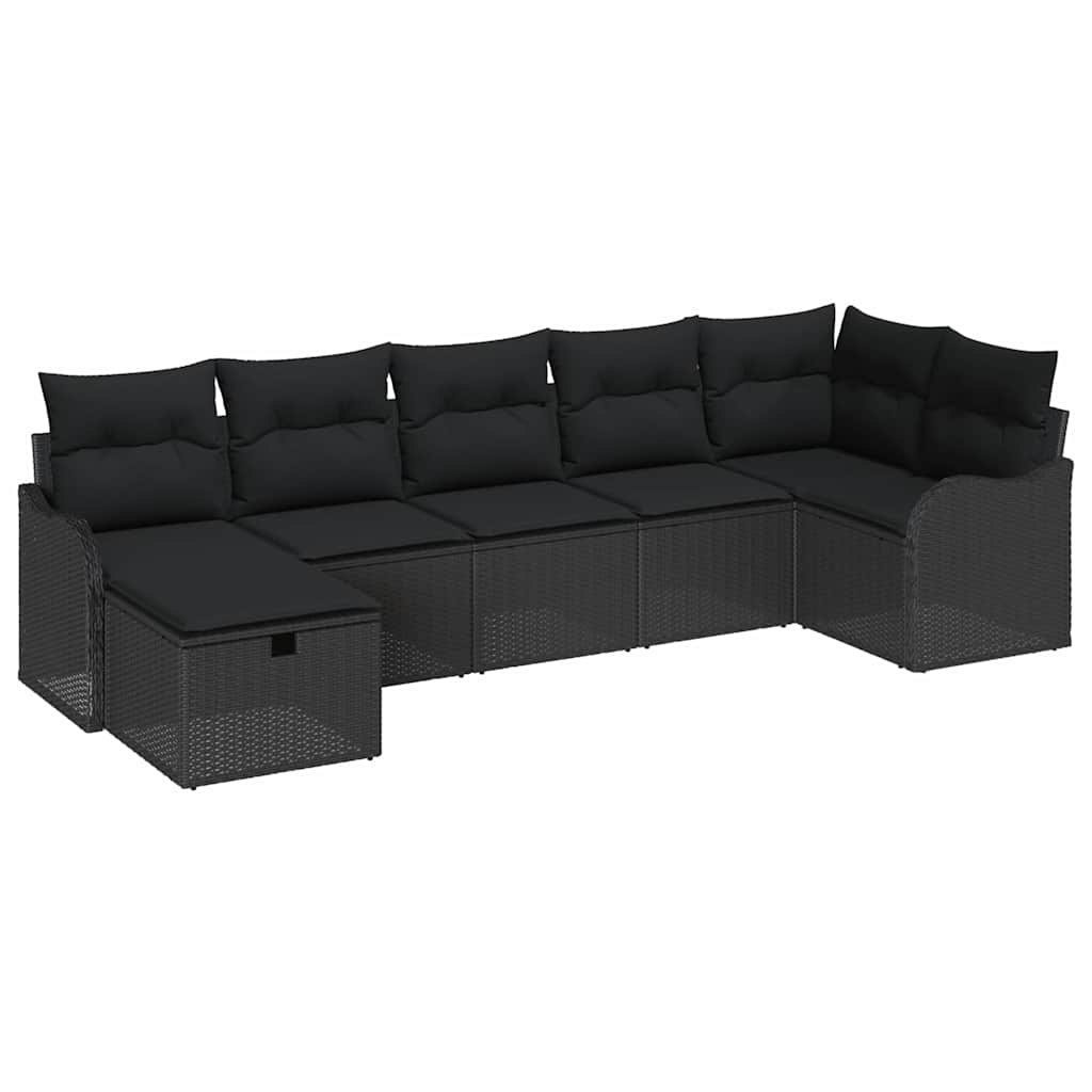 Zestaw Sof na Ogród 7 pcs Czarny 287.5 x 122.5 x 85 cm Lumarko!