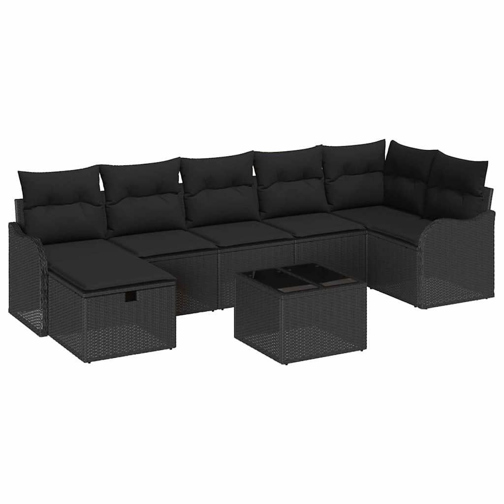Zestaw Sof na Ogród 8 pcs Czarny 287.5 x 122.5 x 85 cm Lumarko!