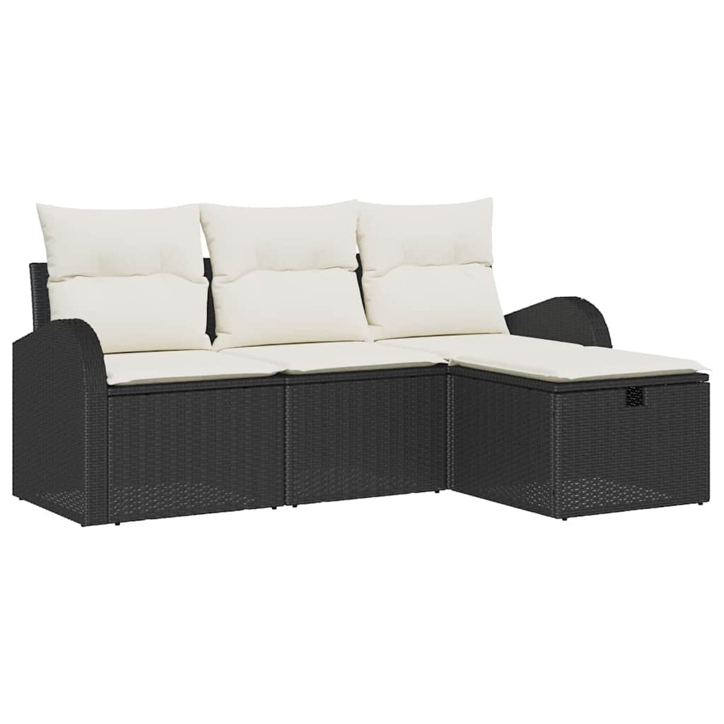 Zestaw Sof na Ogród 4 pcs Czarny i kremowy 179 x 117 x 85 cm Lumarko!
