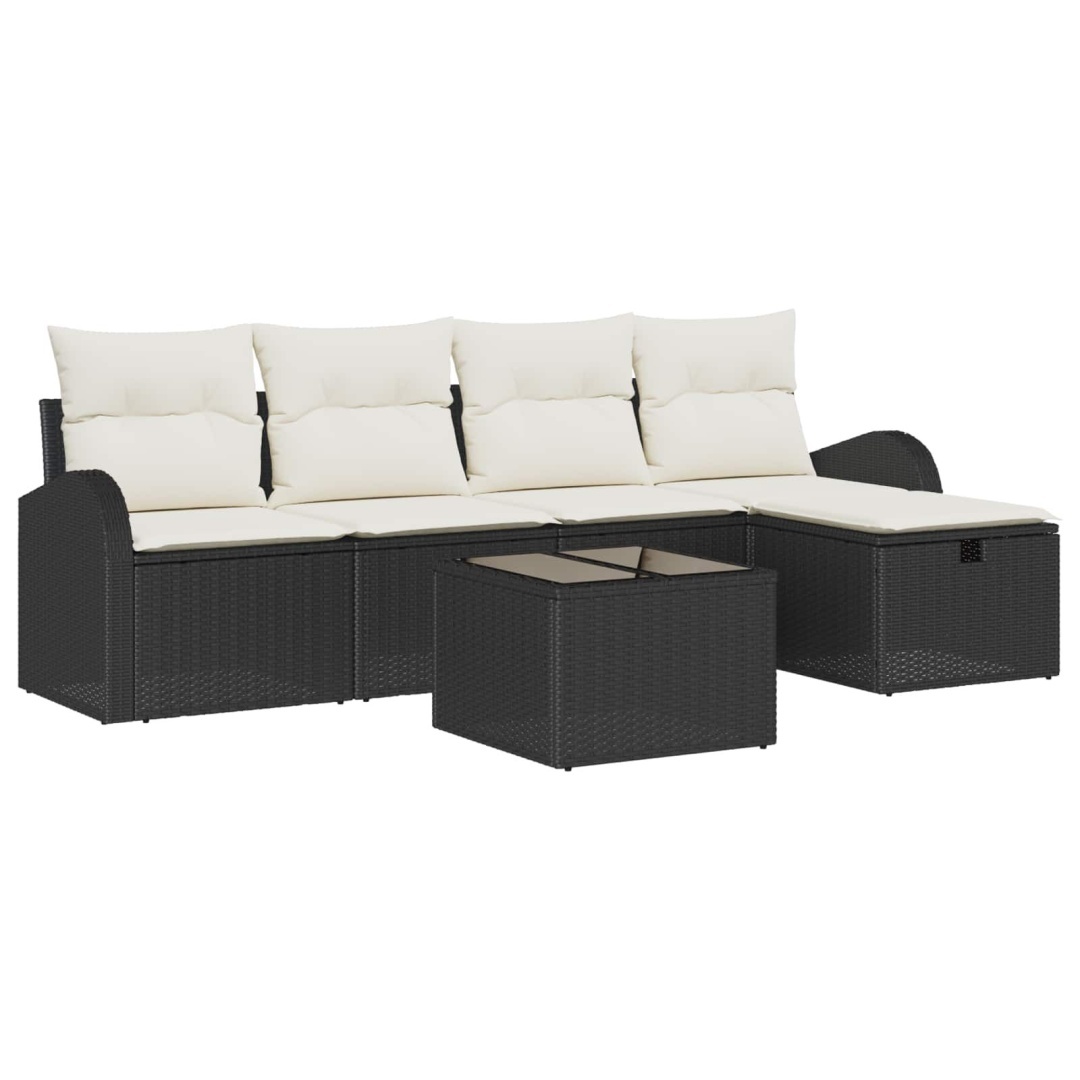 Zestaw Sof na Ogród 6 pcs Czarny i kremowy 234 x 117 x 85 cm Lumarko!