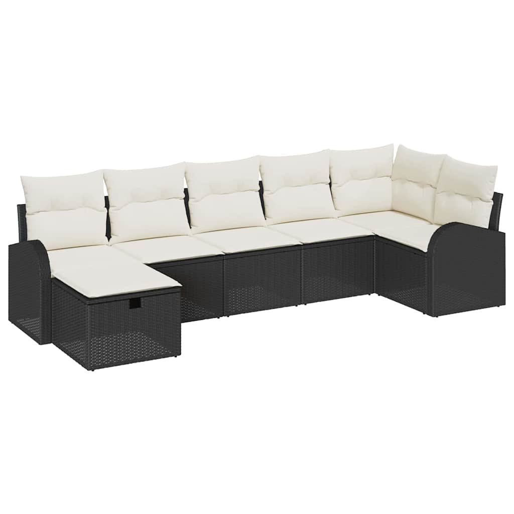 Zestaw Sof na Ogród 7 pcs Czarny i kremowy 289 x 124 x 85 cm Lumarko!