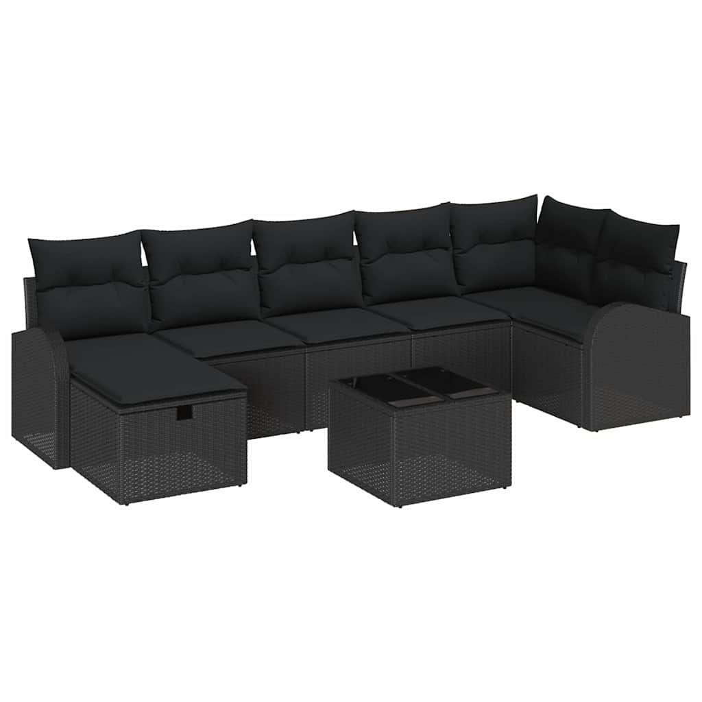 Zestaw Sof na Ogród 8 pcs Czarny 289 x 124 x 85 cm Polirattan Lumarko!