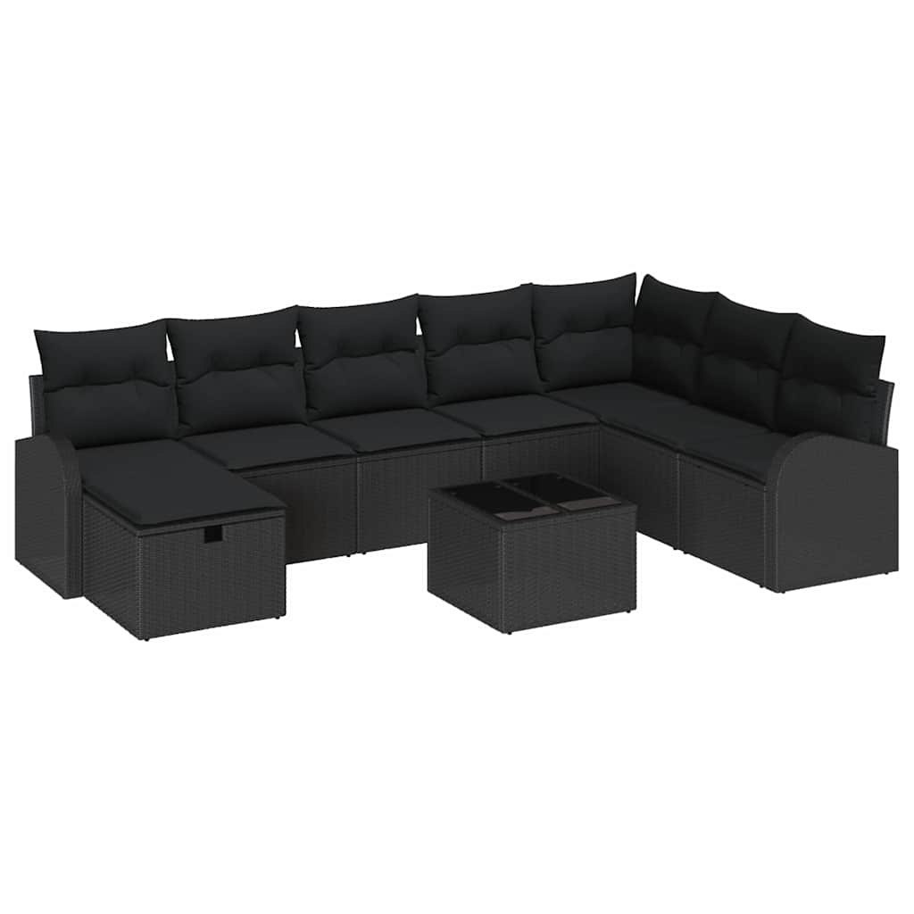 Zestaw Sof na Ogród 9 pcs Czarny 289 x 179 x 85 cm Polirattan Lumarko!