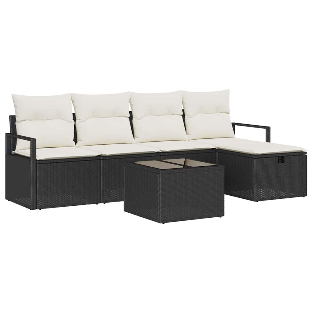 Zestaw Sof na Ogród 6 pcs Czarny i kremowy 230 x 117 x 85 cm Lumarko!