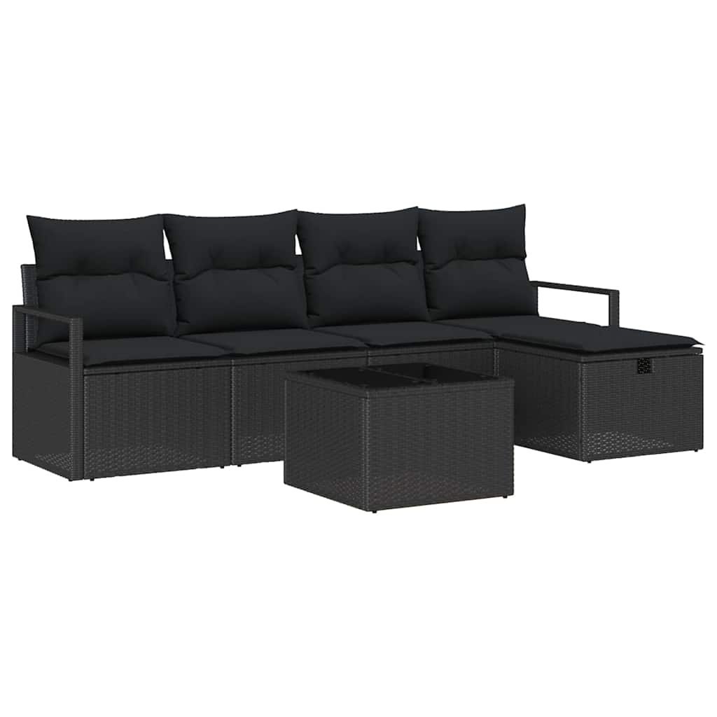 Zestaw Sof na Ogród 6 pcs Czarny 230 x 117 x 85 cm Polirattan Lumarko!