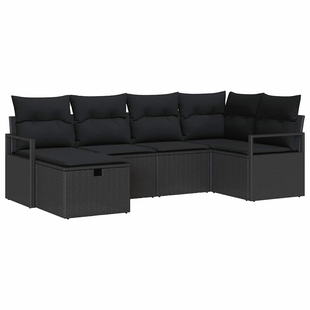 Zestaw Sof na Ogród 6 pcs Czarny 232 x 122 x 85 cm Polirattan Lumarko!