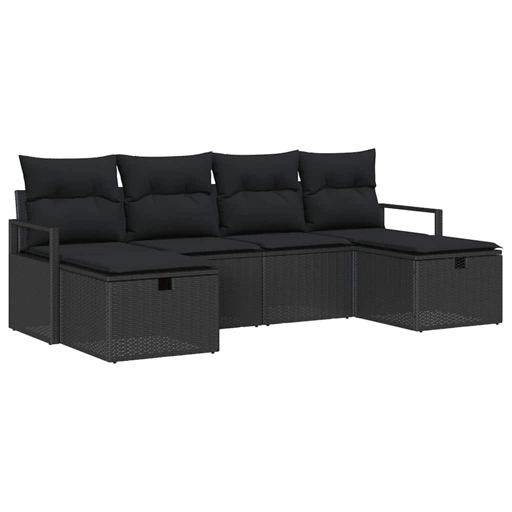 Zestaw Sof na Ogród 6 pcs Czarny 230 x 117 x 85 cm Polirattan Lumarko!