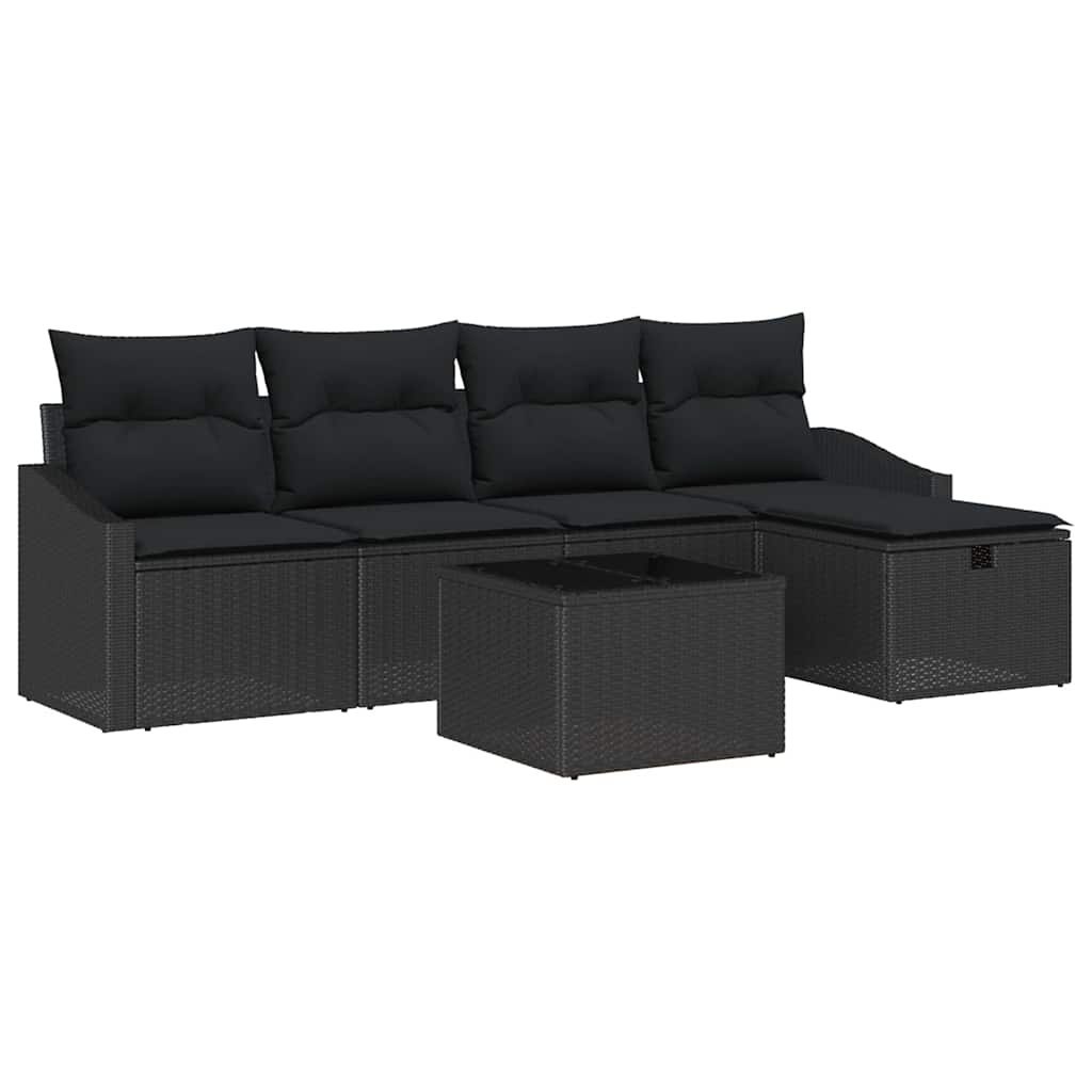 Zestaw Sof na Ogród z poduszką 6 pcs Czarny Polirattan Lumarko!
