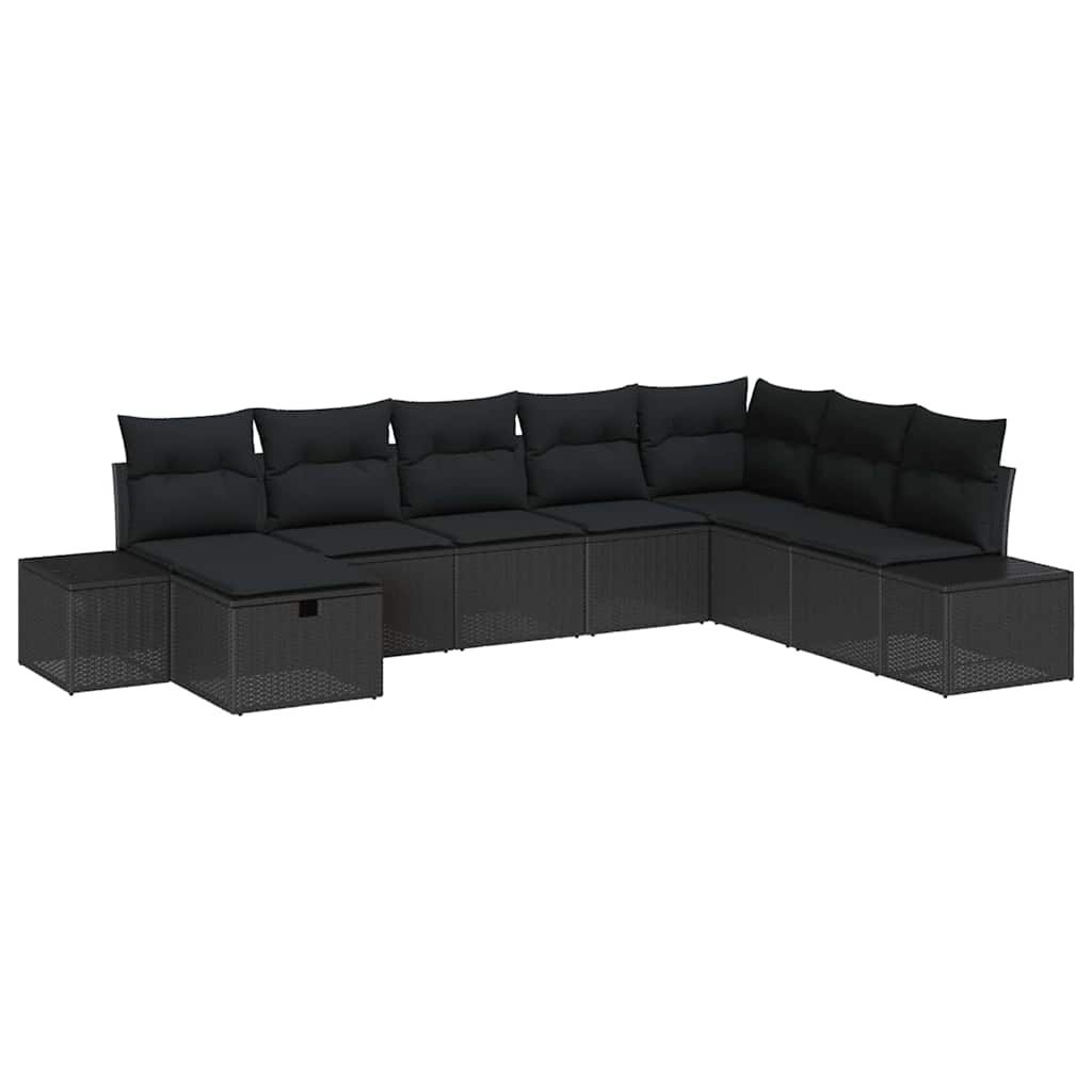Zestaw Sof na Ogród z poduszką 8 pcs Czarny Polirattan Lumarko!