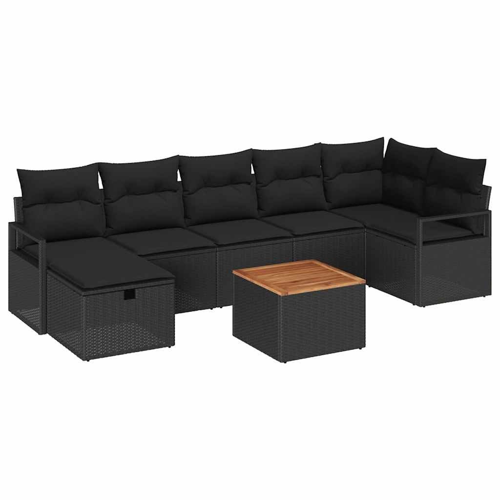 Zestaw Sof na Ogród z poduszką 8 pcs Czarny Polirattan Lumarko!