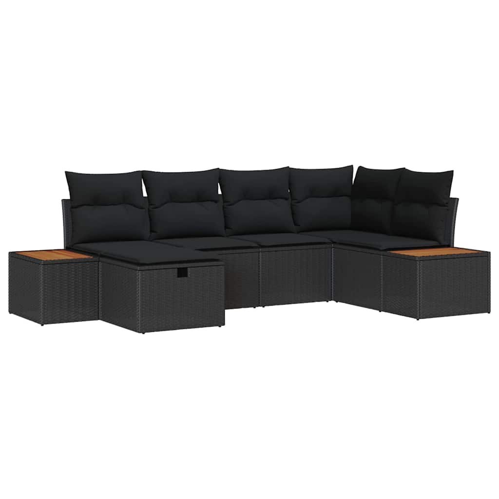 Zestaw Sof na Ogród z poduszką 6 pcs Czarny Polirattan Lumarko!