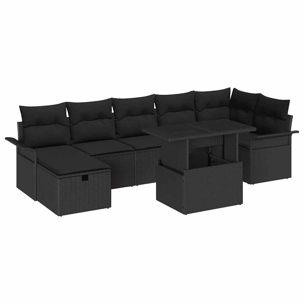 Zestaw Sof na Ogród z poduszką 8 pcs Czarny Polirattan Lumarko!
