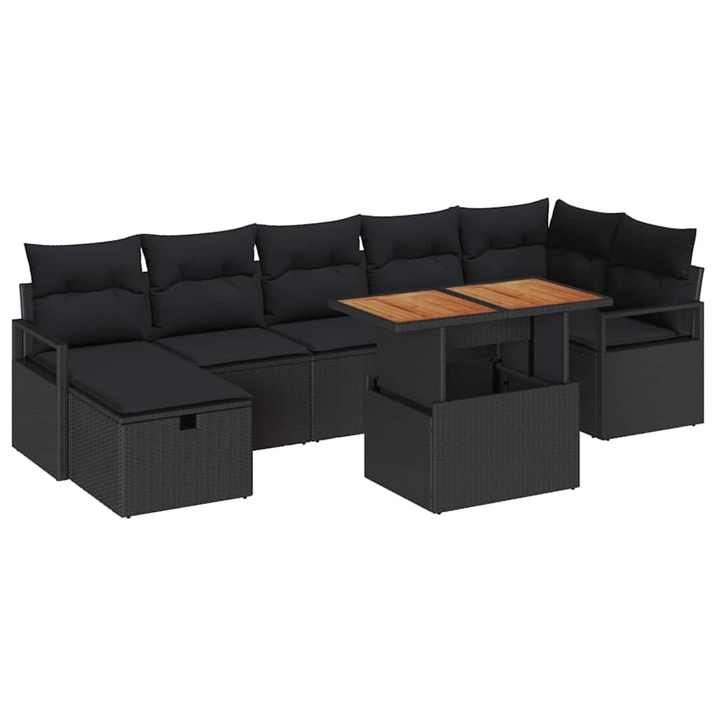 Zestaw Sof na Ogród z poduszką 8 pcs Czarny Polirattan Lumarko!
