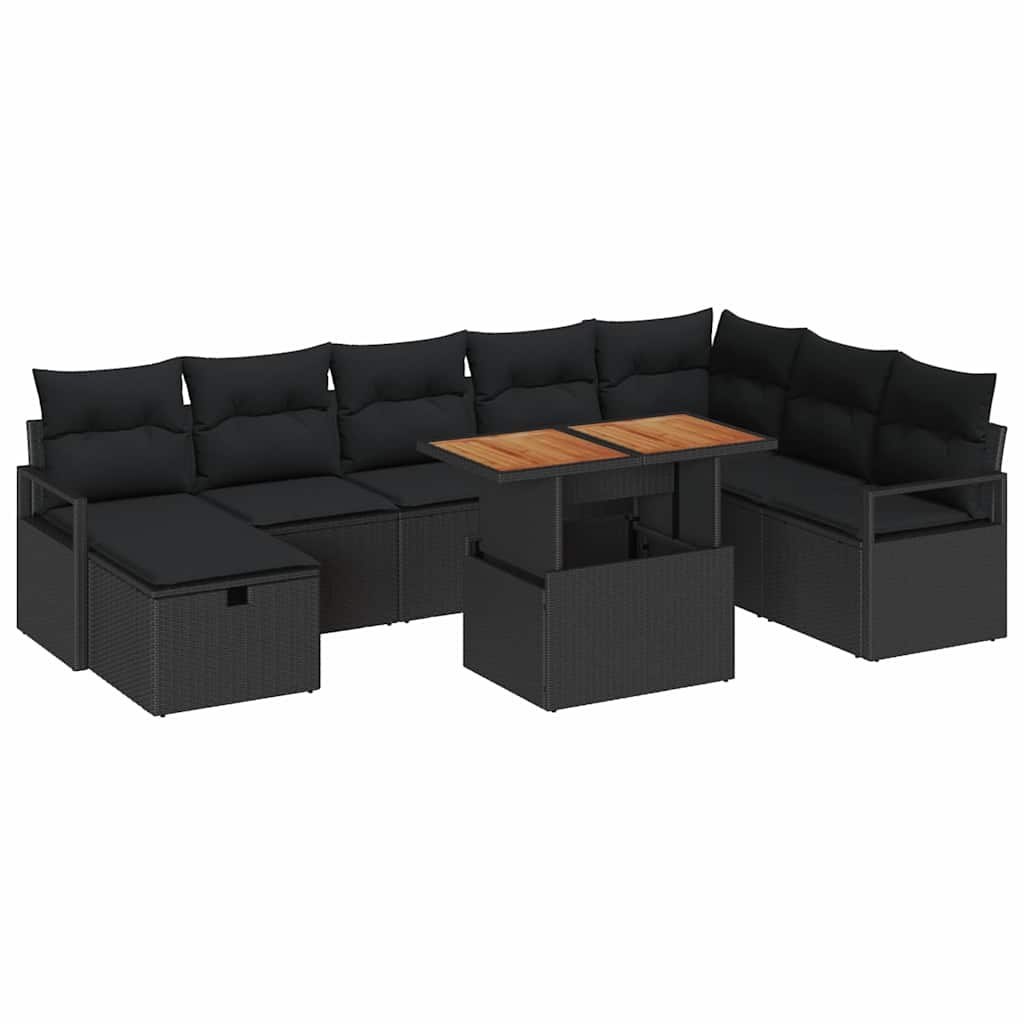 Zestaw Sof na Ogród z poduszką 9 pcs Czarny Polirattan Lumarko!