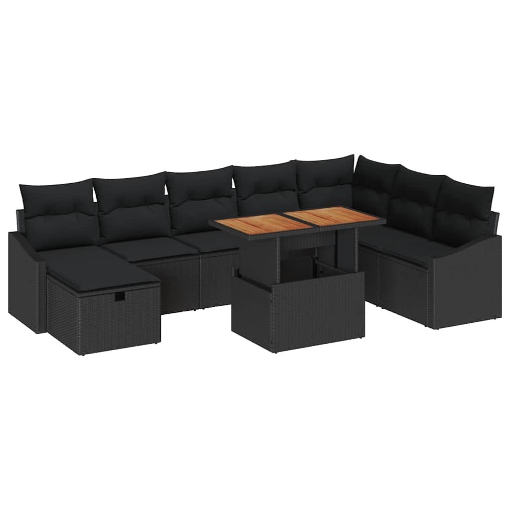 Zestaw Sof na Ogród z poduszką 9 pcs Czarny Polirattan Lumarko!