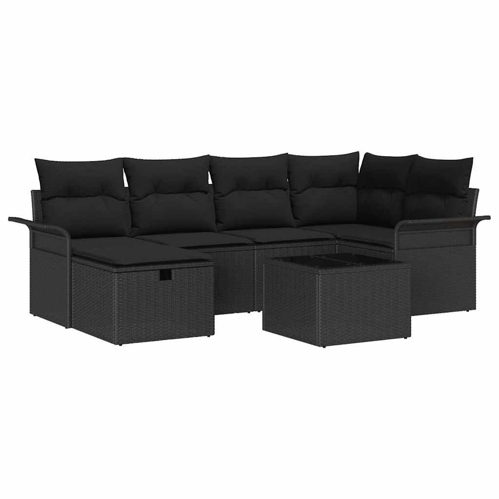 Zestaw Sof na Ogród z poduszką 7 pcs Czarny Polirattan Lumarko!