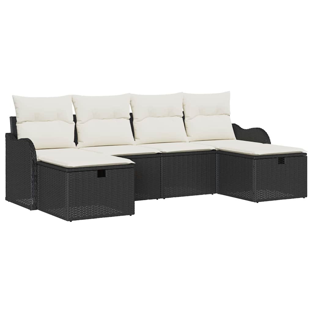 Zestaw Sof na Ogród z poduszką 6 pcs Czarny Polirattan Lumarko!