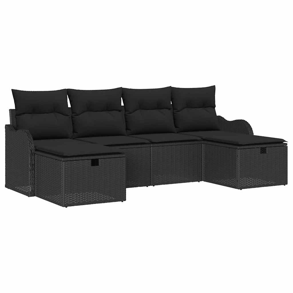Zestaw Sof na Ogród z poduszką 6 pcs Czarny Polirattan Lumarko!