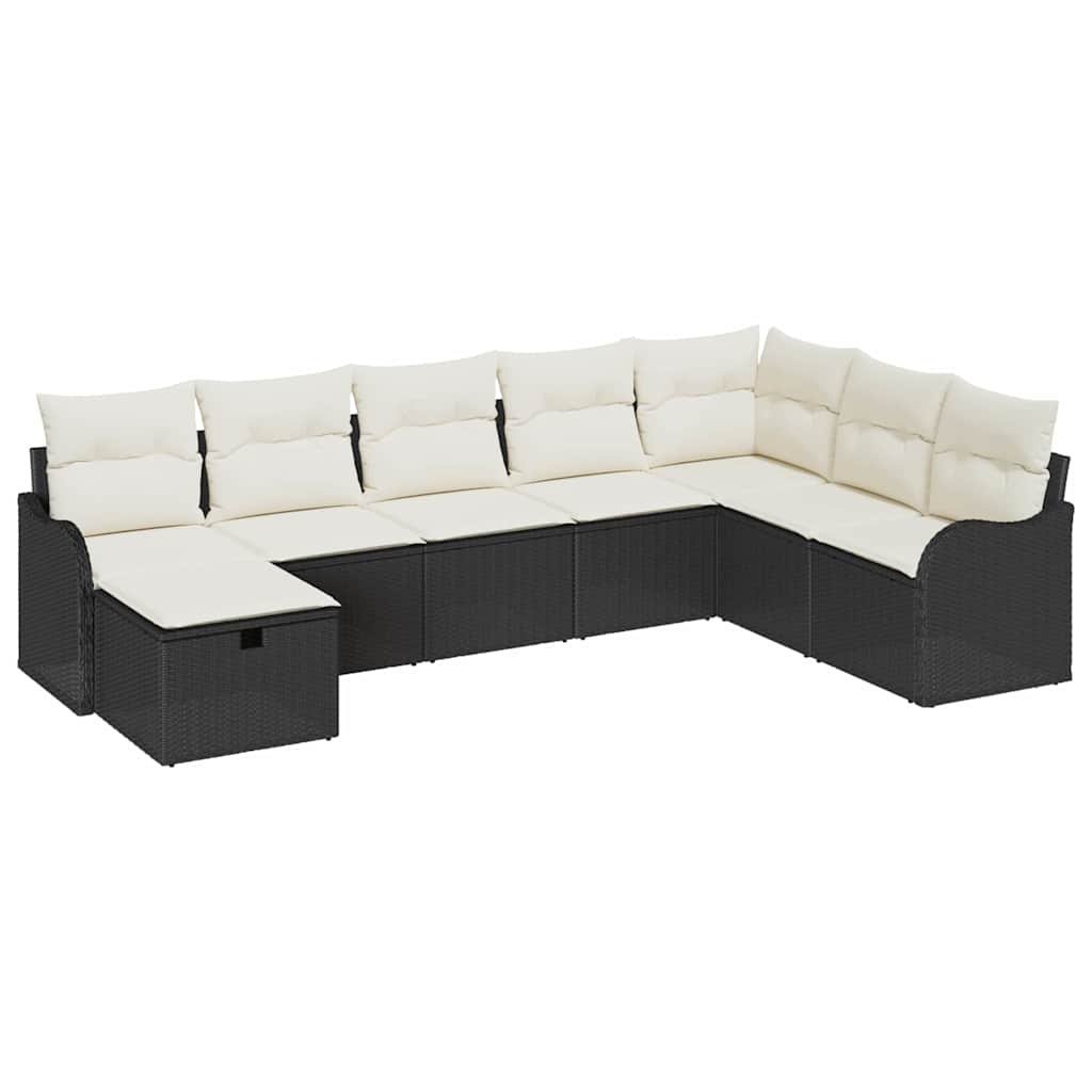 Zestaw Sof na Ogród z poduszką 8 pcs Czarny Polirattan Lumarko!